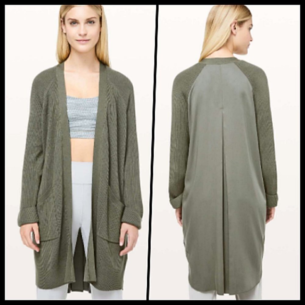 Lululemon Cashmere Long Cardigan Olive Green size 10 NEW